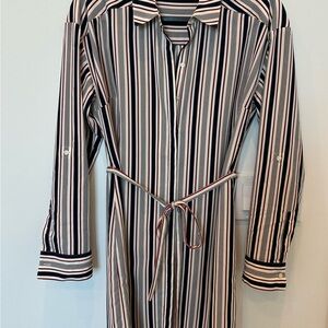 Express Navy and Red Striped Dress - Shirt with belt